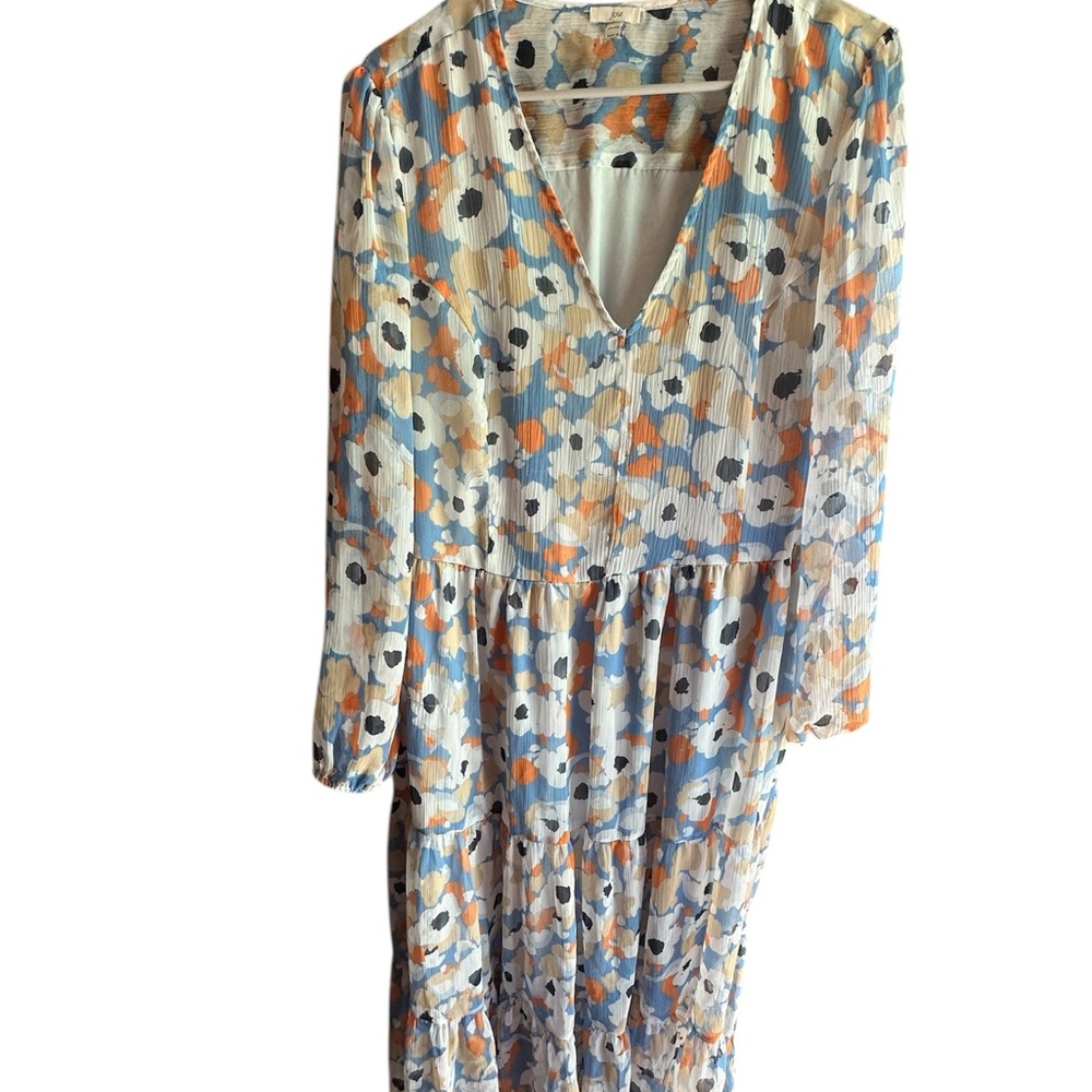 Joie Blue and Tan Long Sleeve Sundress